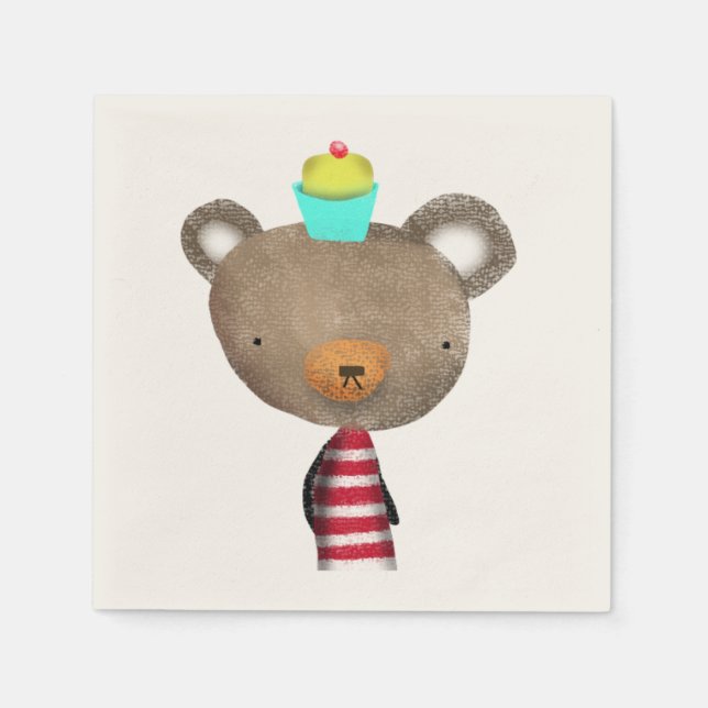 Jetables Ours de serviettes et cupcake (Devant)
