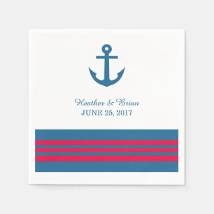 Jetables Papier Ancre bleu rouge marine serviettes