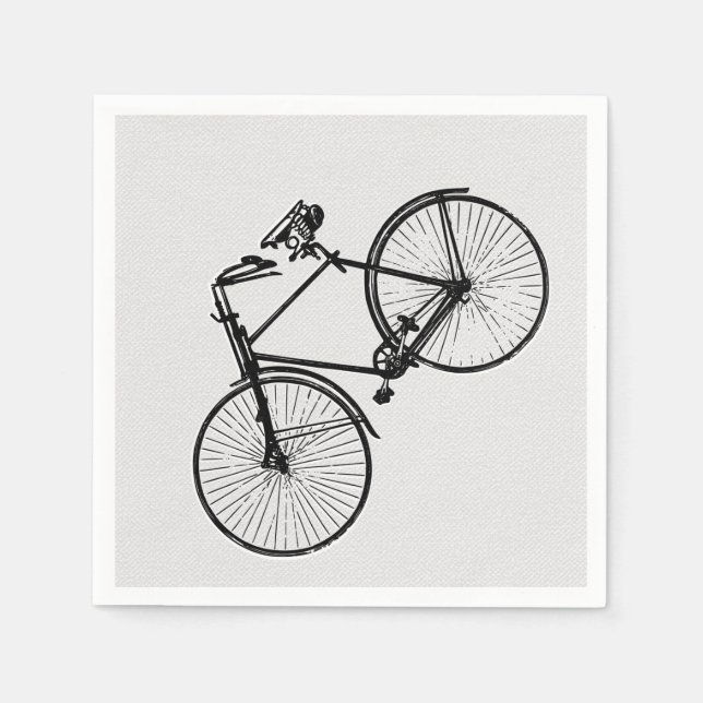 Jetables papier serviettes vélo blanc noir (Devant)
