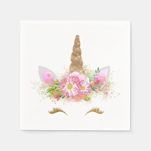 Jetables Papier Unicorne face Unicorne serviettes (Devant)