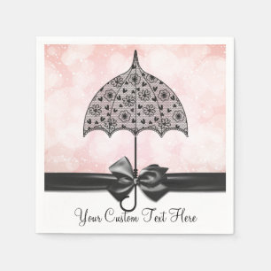 Jetables Parapluie en dentelle noire Douche rose serviettes