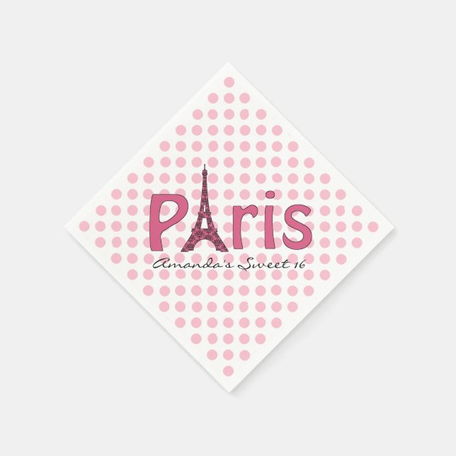 Jetables Paris Sweet 16 serviettes d'anniversaire personnal (Coin)