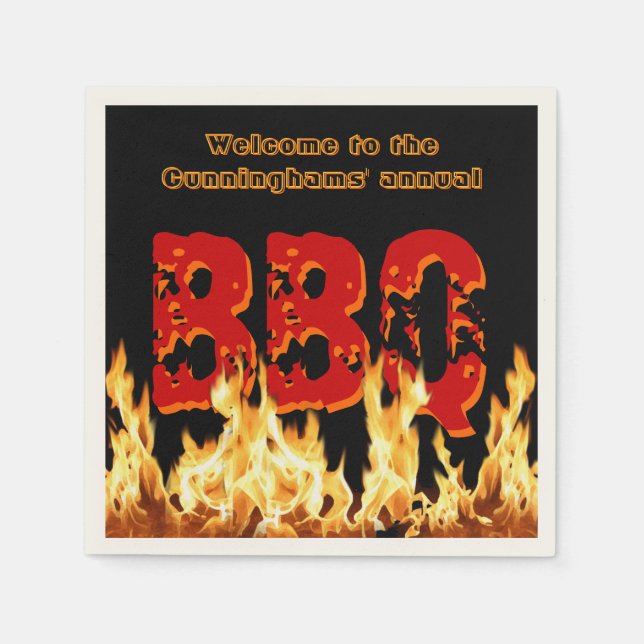 Jetables (personnalisable) serviettes barbecue en feu (Devant)