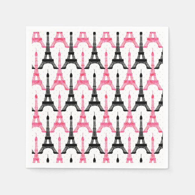 Jetables Pink Chic Tour Eiffel Papier serviettes (Devant)