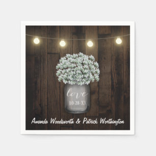 Jetables Poitrine de Mason rustique + serviettes Mariage de