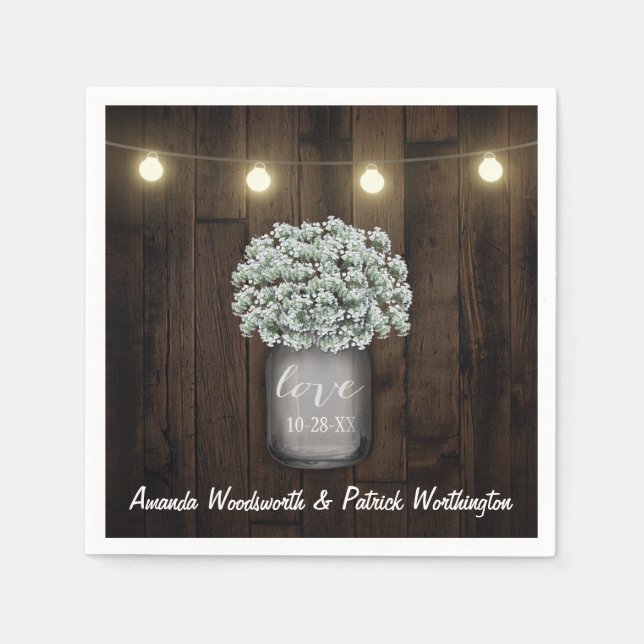 Jetables Poitrine de Mason rustique + serviettes Mariage de (Devant)