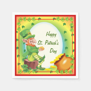 Jetables Pot irlandais de lutin de serviettes d'or