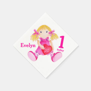 Jetables Rag poupée art filles 1er Anniversaire serviettes