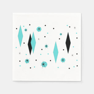 Jetables Rétros diamants de turquoise et serviettes de