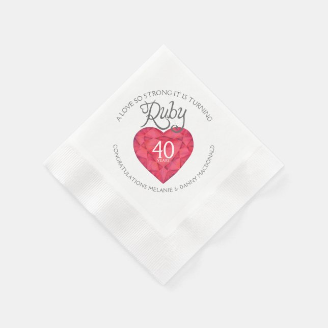 Jetables Ruby 40ème mariage Anniversaire des serviettes d'a (Coin)