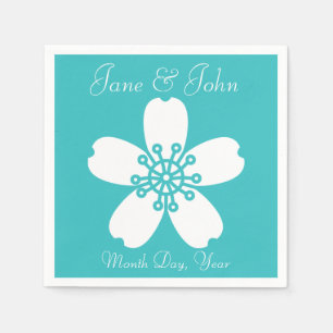 Jetables Sakura charmant dans des serviettes turquoise