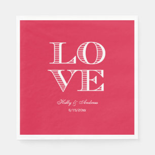 Jetables Serviettes Amour Rouge Grenat et Blanc