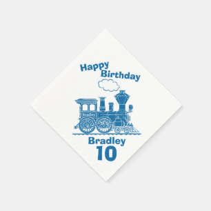 Jetables Serviettes anniversaire 10 ans garçons train bleu 