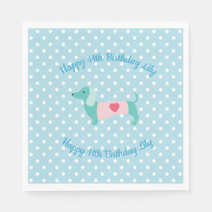 Jetables Serviettes Blue Dachshund Party