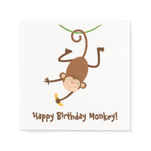 Serviettes d'anniversaire de singe