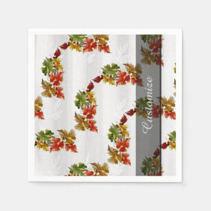 Jetables Serviettes de blanc de motif de feuille d'automne