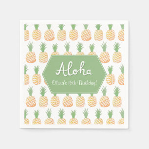 Jetables Serviettes de fête d'anniversaire Aloha Luau Anana