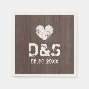 Jetables Serviettes de fête de mariage en bois brun rustiqu