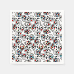 Jetables Serviettes de fête Sugar Skulls Jour des Morts