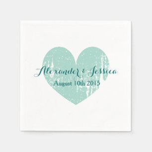 Jetables Serviettes de mariage bleu turquoise personnalisée