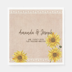 Jetables Serviettes de Mariage de fleurs de soleil en dente