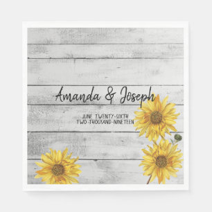 Jetables Serviettes de Mariage en bois blanc rustique