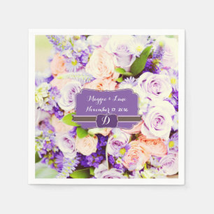Jetables Serviettes de Mariage floral Lavendar personnalisé
