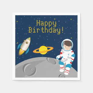 Jetables Serviettes de papier d'anniversaire d'astronaute