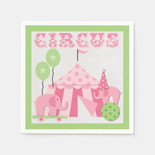 Jetables Serviettes de papier d'anniversaire rose de cirque
