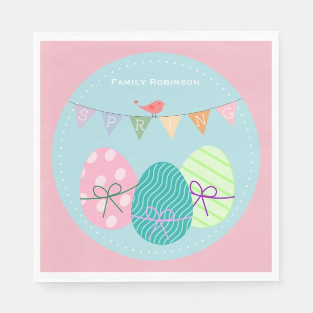 Jetables Serviettes de Pâques OEufs mignons personnalisés (Devant)