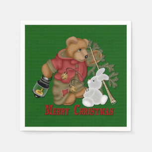 Jetables Serviettes de vacances d'ours de Joyeux Noël