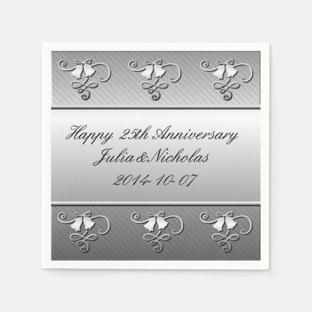 Jetables Serviettes du 25e anniversaire en argent (Devant)