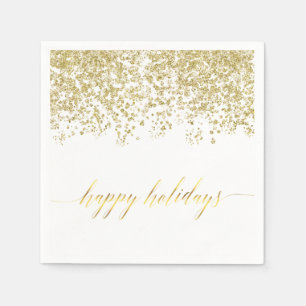 Jetables Serviettes en or pailletées Joyeuses Fêtes