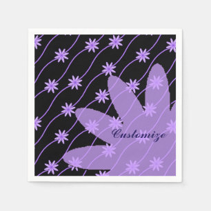 Jetables Serviettes florales de motif de guirlande pourpre