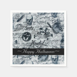 Jetables Serviettes Halloween blanches et noires