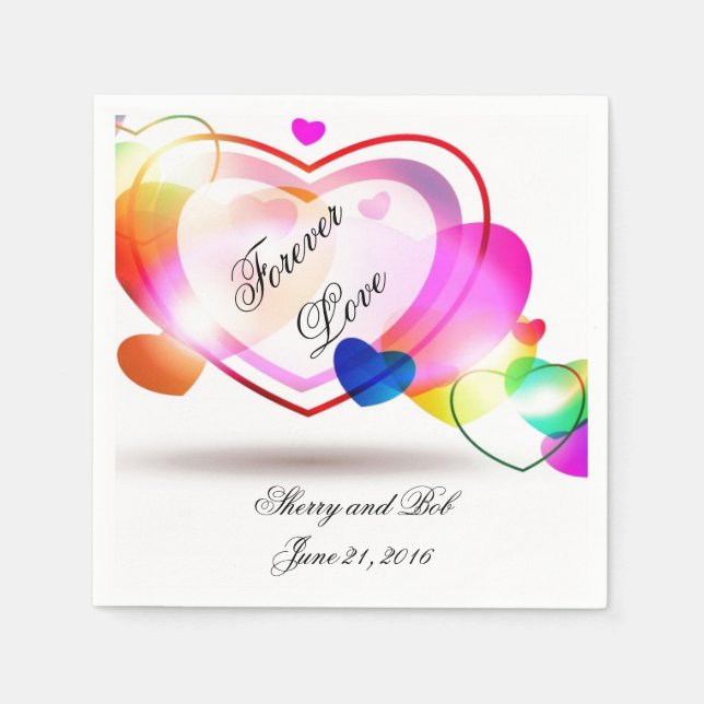 Jetables Serviettes Mariage Coeur Personnalisées (Devant)