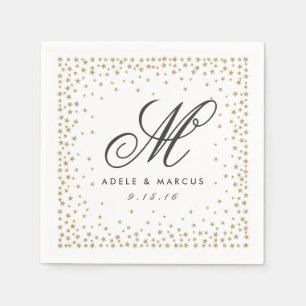 Jetables Serviettes Mariage Monogramme étoiles fantaisie
