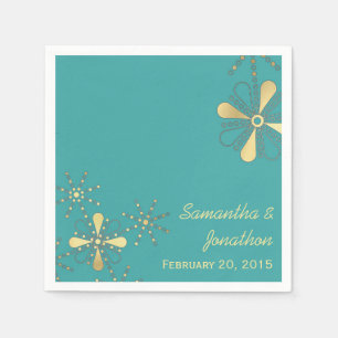 Jetables Serviettes Mariages d'inspiration Turquoise et Gol