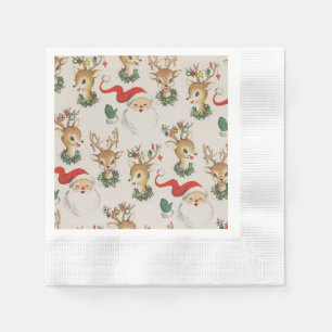Jetables Serviettes Noël Rétro Père Noël, Renne