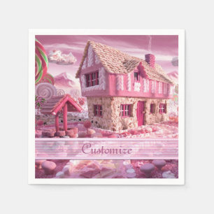 Jetables Serviettes roses de cottage de sucrerie de conte