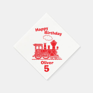 Jetables Serviettes rouges pour garçons 5 ans thème train