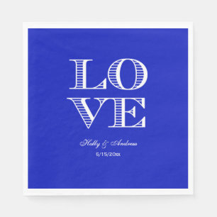 Jetables Serviettes Royal Bleu, Amour Blanc