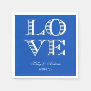 Jetables Serviettes Saphir Bleu, Amour Blanc