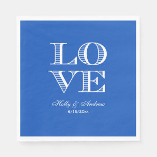 Jetables Serviettes Saphir Bleu, Amour Blanc