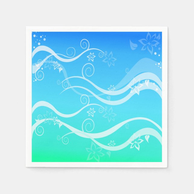 Jetables Serviettes Turquoise Sea White (Devant)