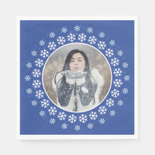 Jetables VOTRE PHOTO dans un Snowflake Frame serviettes en