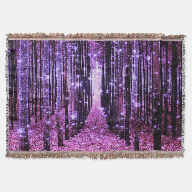 Jeter couverture Forêt magique violet rose (Devant)