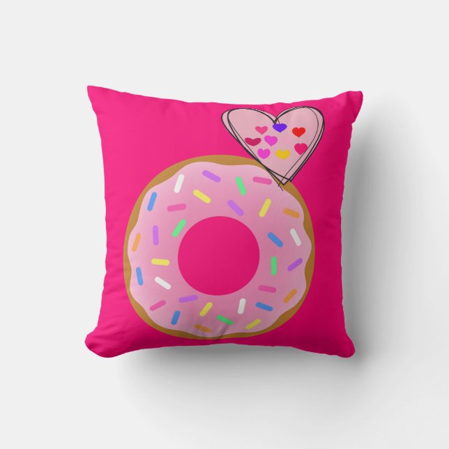 Jeter Des Oreillers Pink Donut Saupoudrer Les Coeu (Recto)