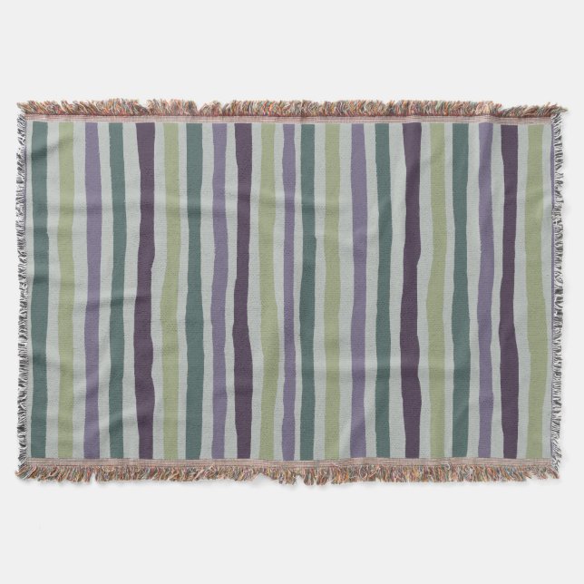 Jeter la couverture avec de belles rayures, vert o (Devant)
