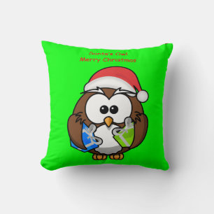 Jeter oreiller decore hibou noël